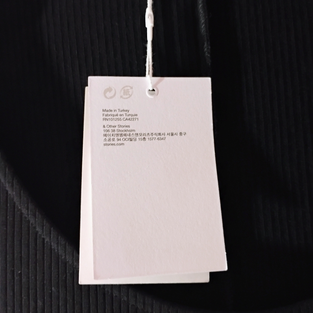& Other Stories black wedding guest cut‑out long sleeve sheath dress nwt size L - Picture 11 of 15